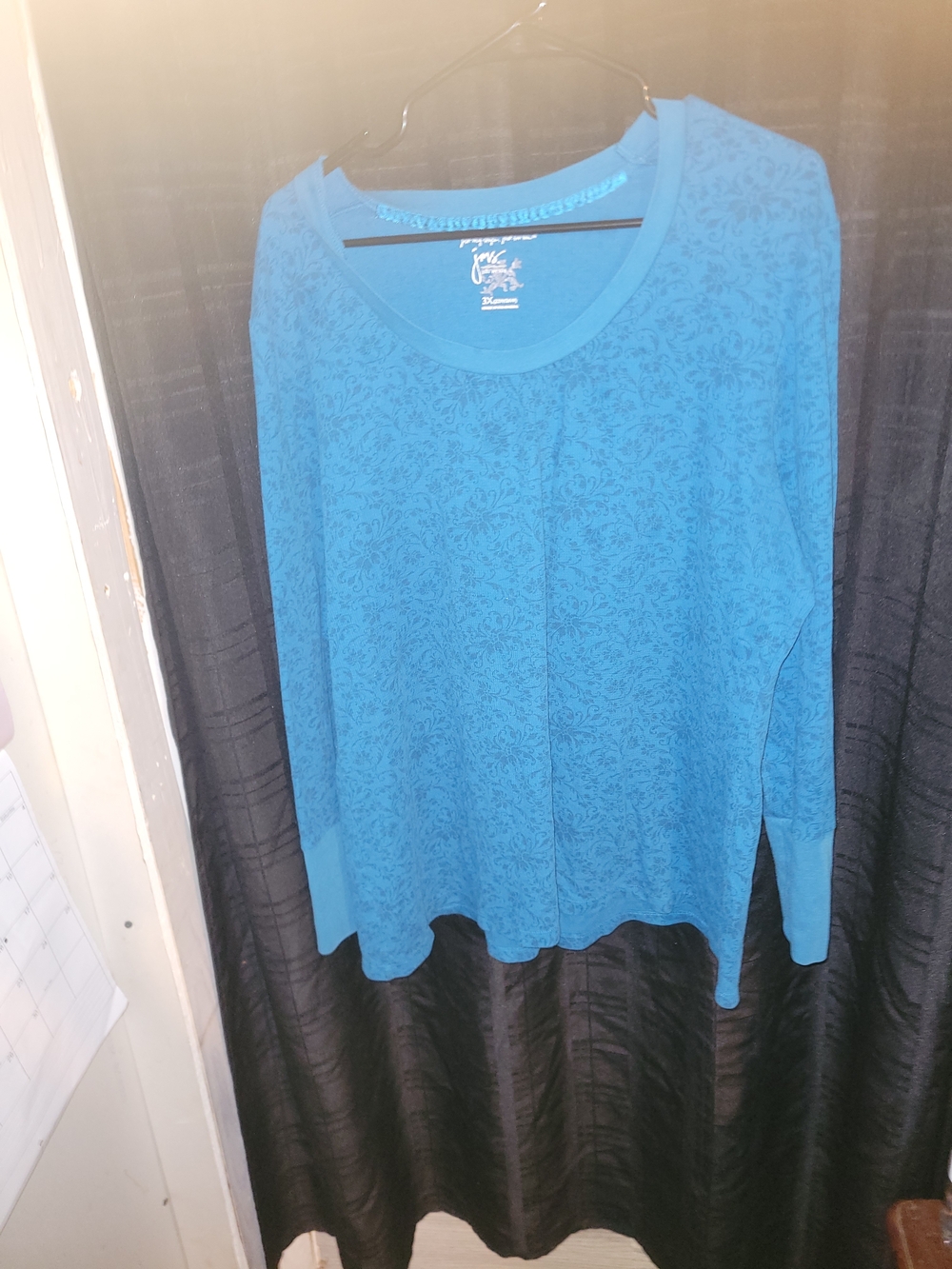 Just My Size Teal Blue Long-Sleeve Crew Neck Top